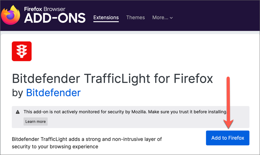 installer Bitdefender TrafficLight - Firefox
