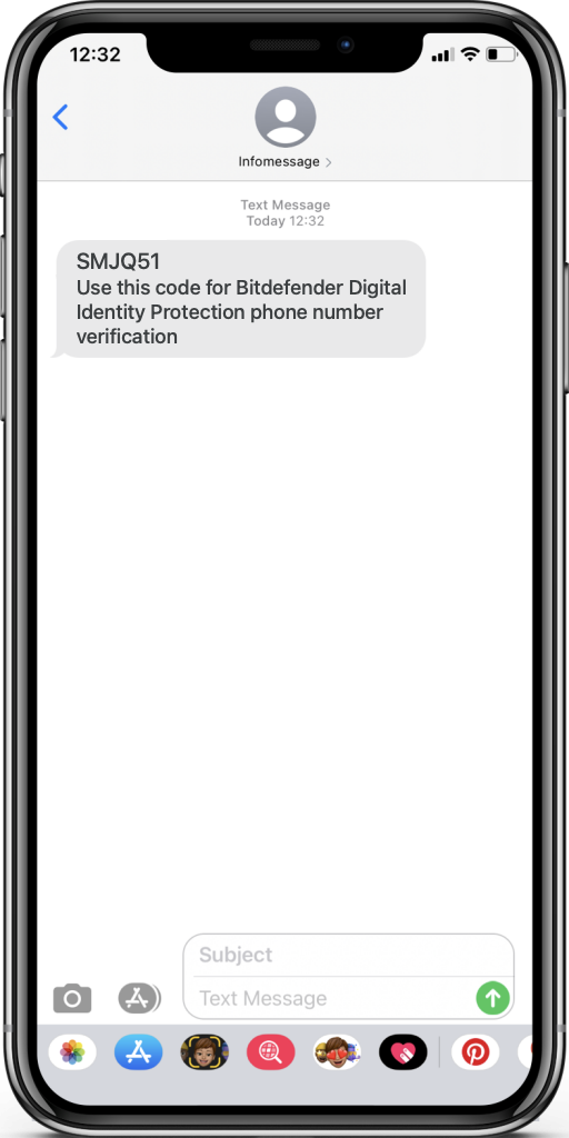 Le SMS Bitdefender Digital Identity Protection