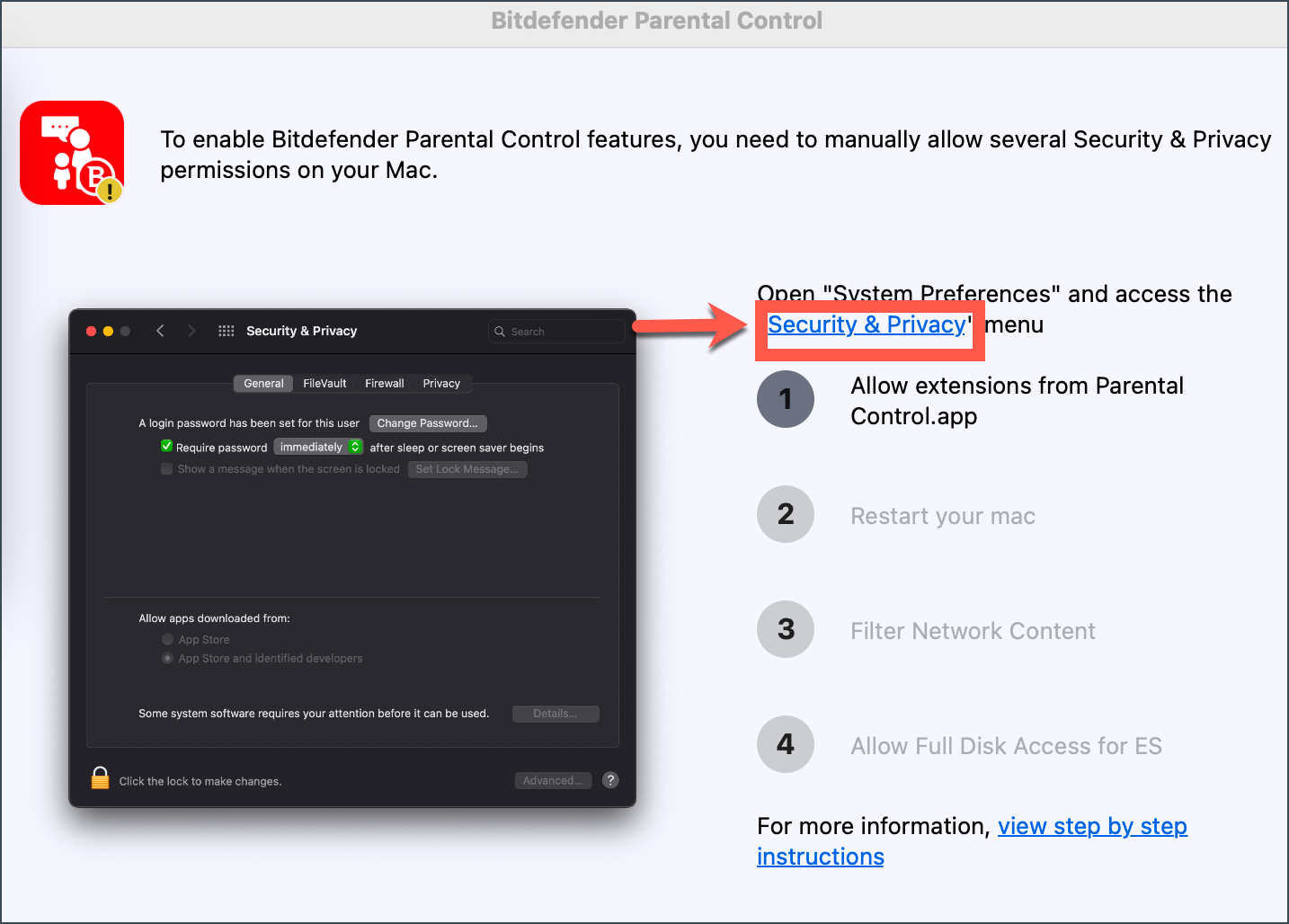 installer Bitdefender Parental Control sur macOS