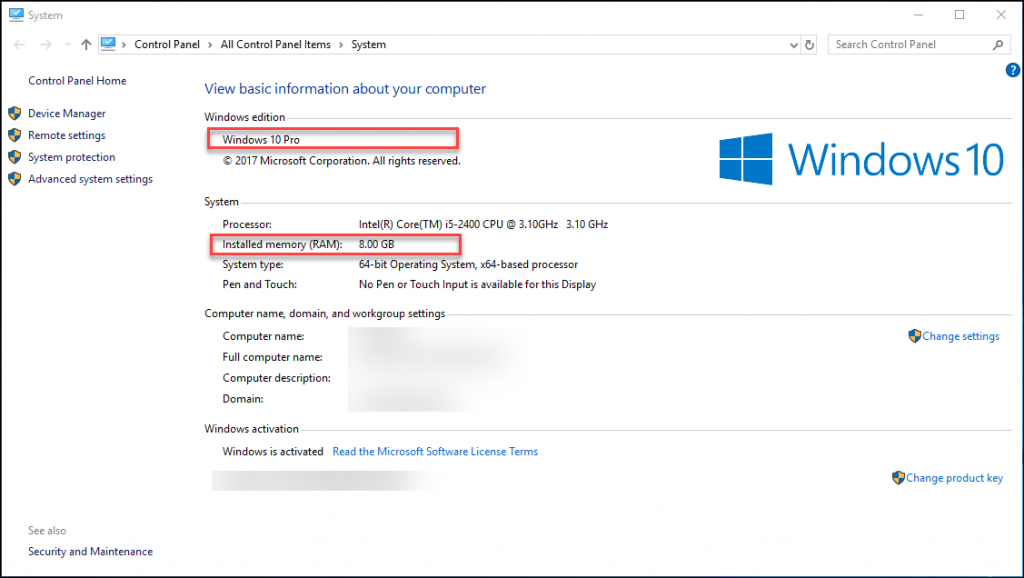 Vérifier la configuration requise - Windows 10