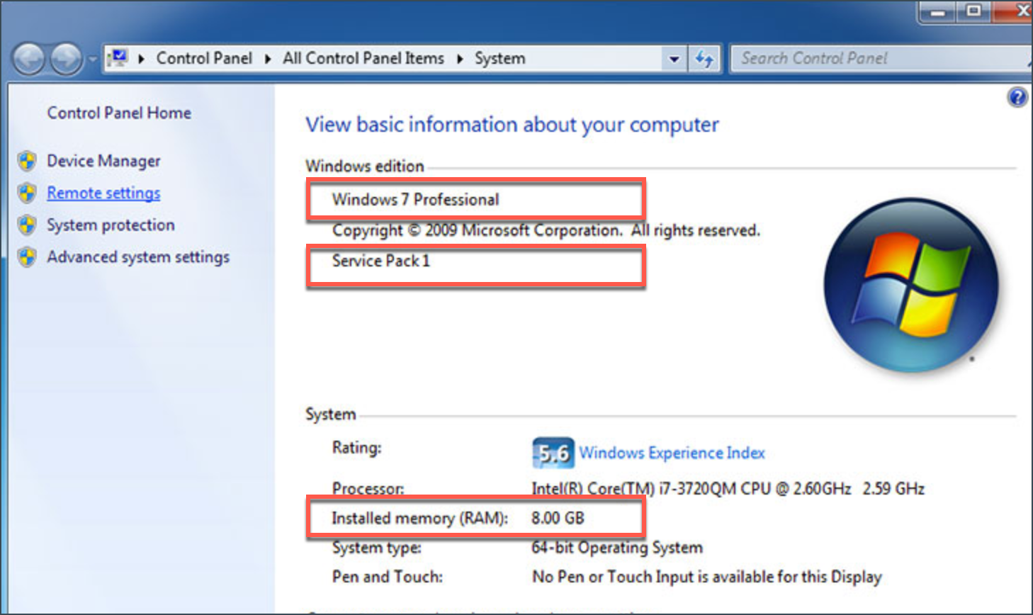 Vérifier la configuration requise - Windows 7