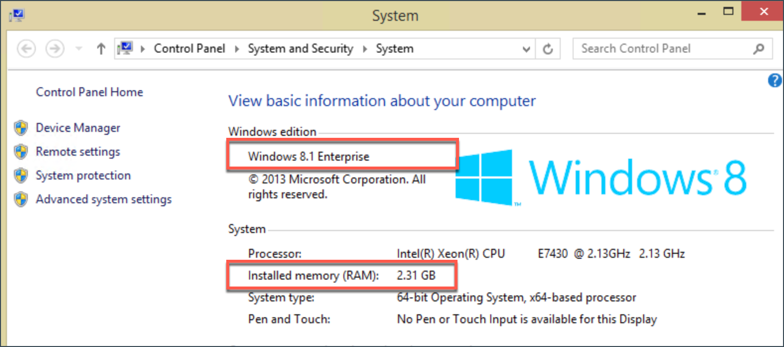 Vérifier la configuration requise - Windows 8.1
