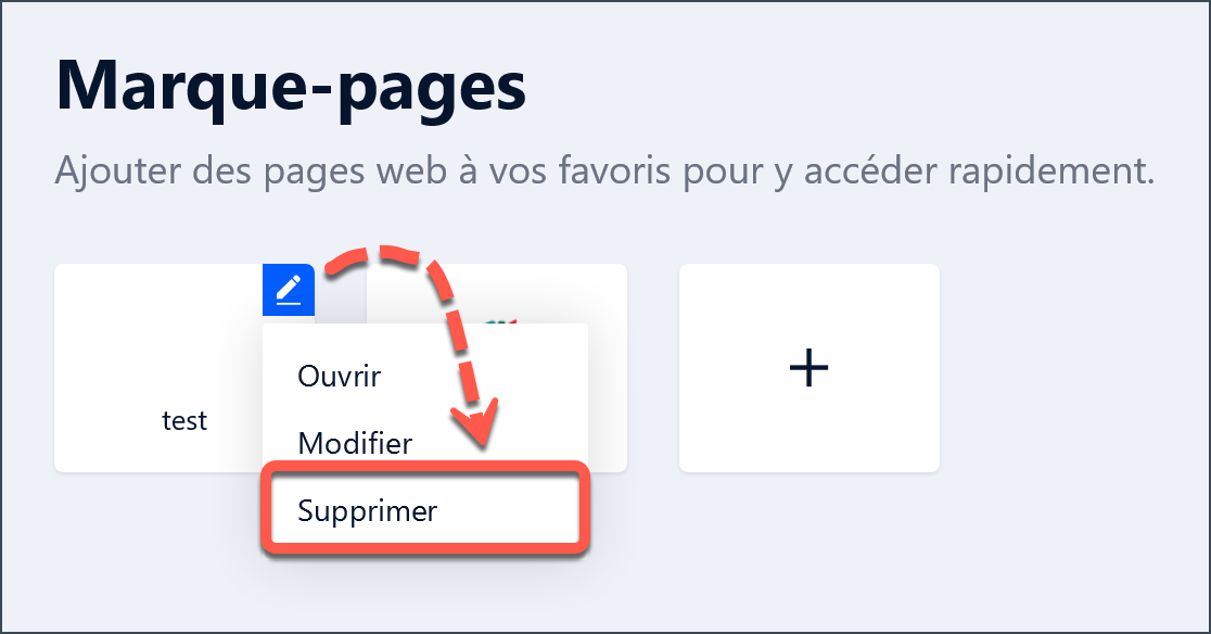 Supprimer les marque-pages Safepay