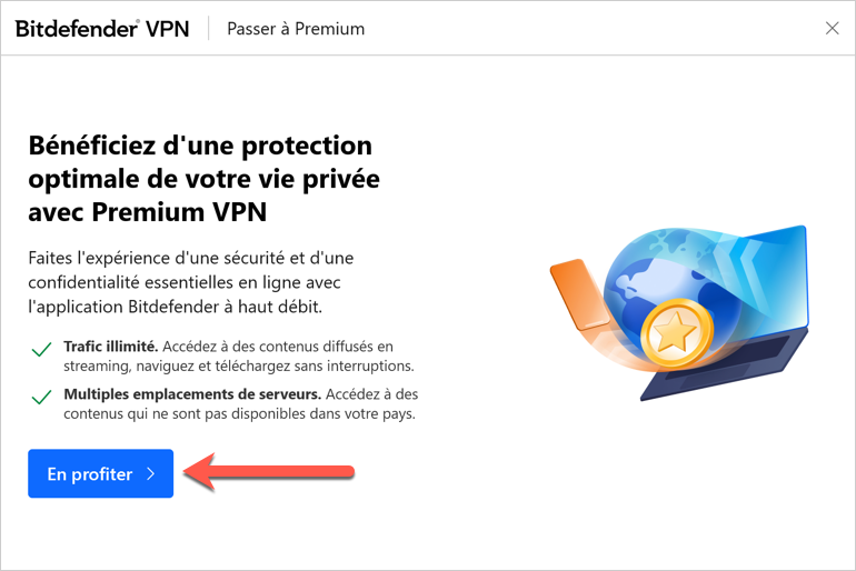 passer à Bitdefender Premium VPN sous Windows