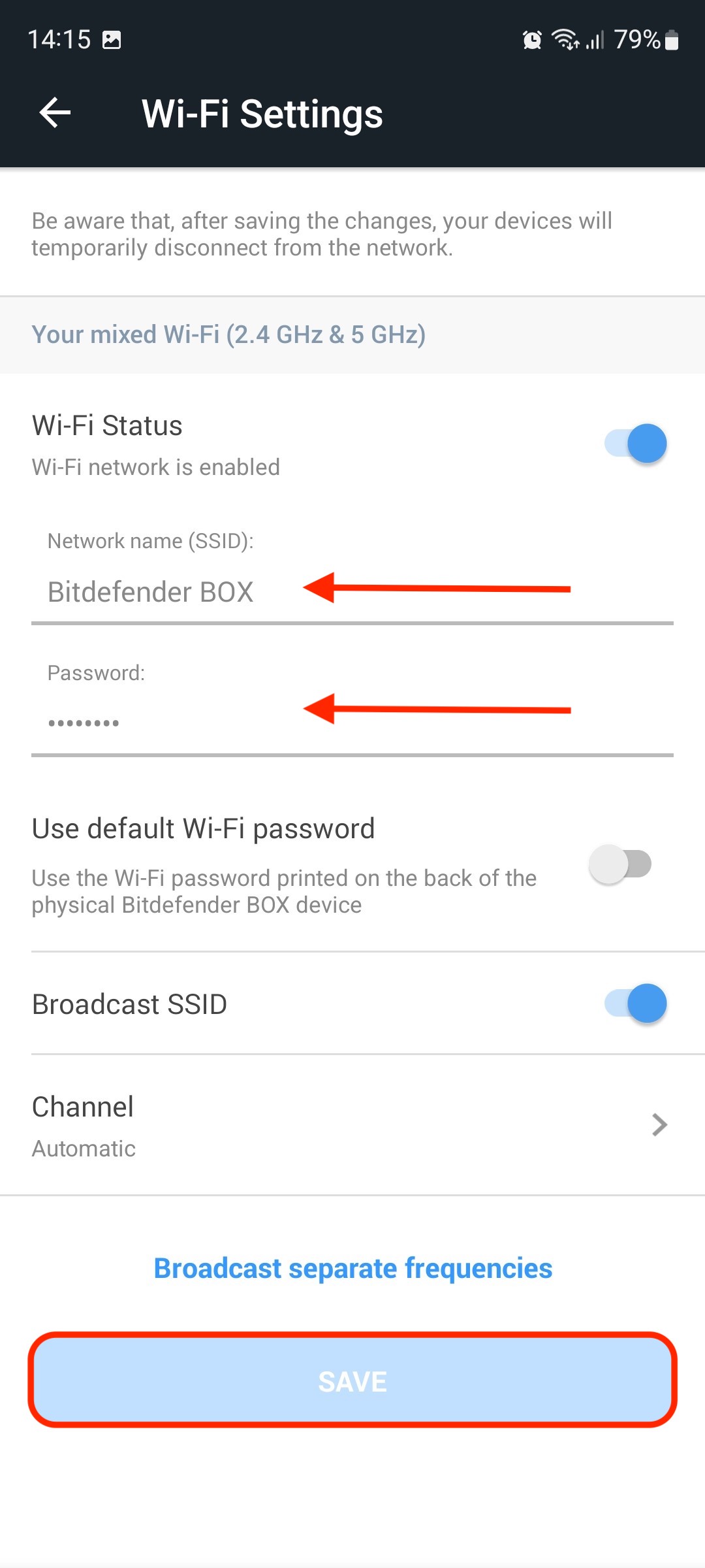 Changer le nom et le mot de passe Wi-Fi de votre Bitdefender BOX