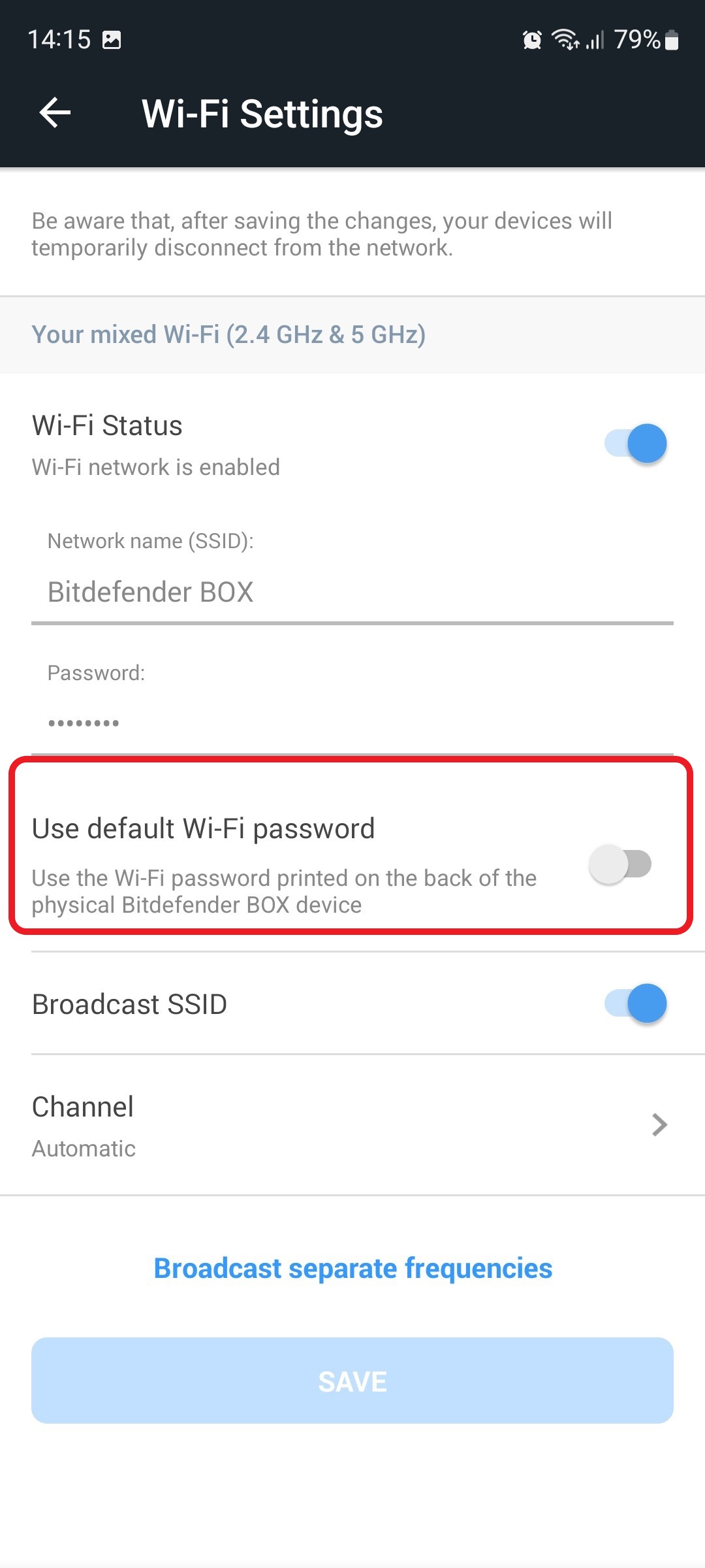 Réinitialiser le mot de passe du Wi-Fi Bitdefender BOX