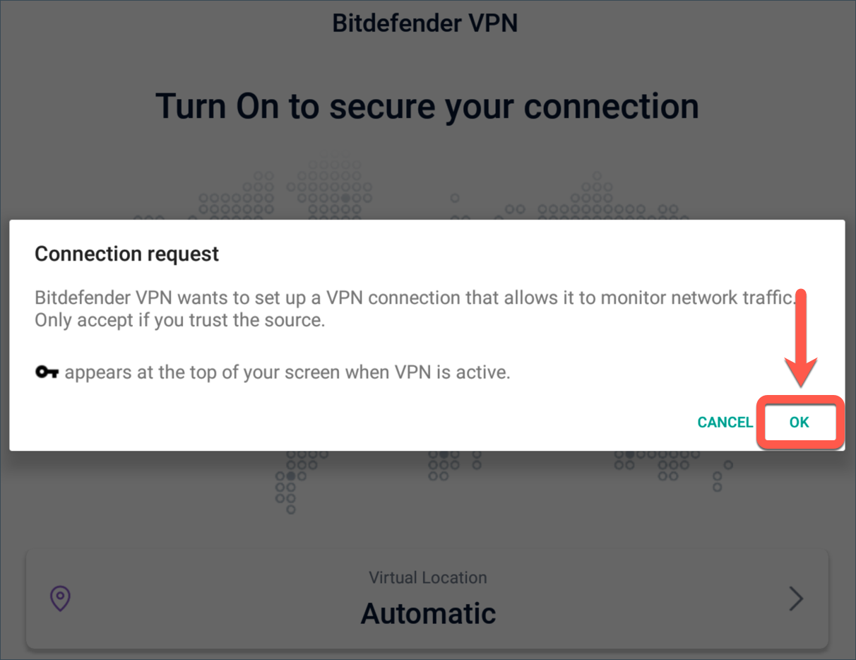 Connexion Bitdefender VPN impossible sur Android - Demande de connexion (Android)