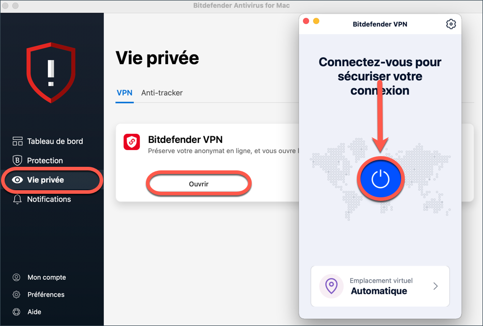 Désactiver Bitdefender Antivirus pour Mac - VPN