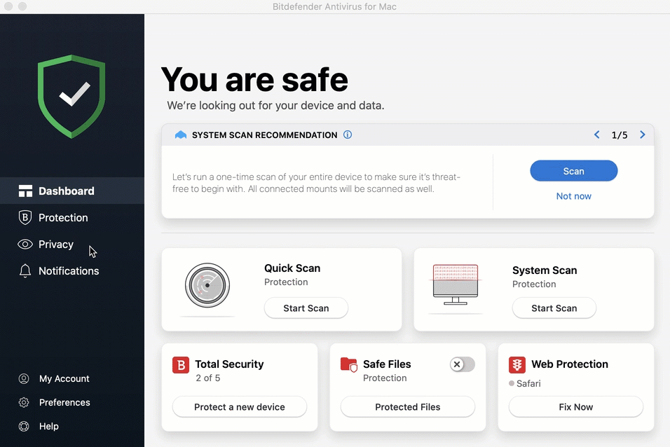 Installation de Bitdefender VPN sur Mac via Bitdefender Antivirus for Mac