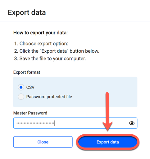 Exporter mots de passe - Bitdefender Password Manager