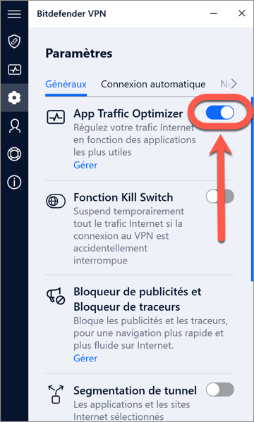 la fonctionnalité App Traffic Optimizer