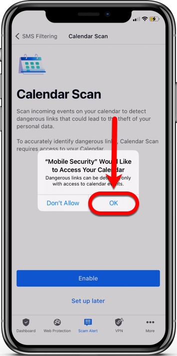 activer Scam Alert pour iOS